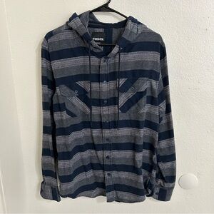 RSQ Men's Hooded Flannel Shirt Long Sleeve Button-Up Size Medium